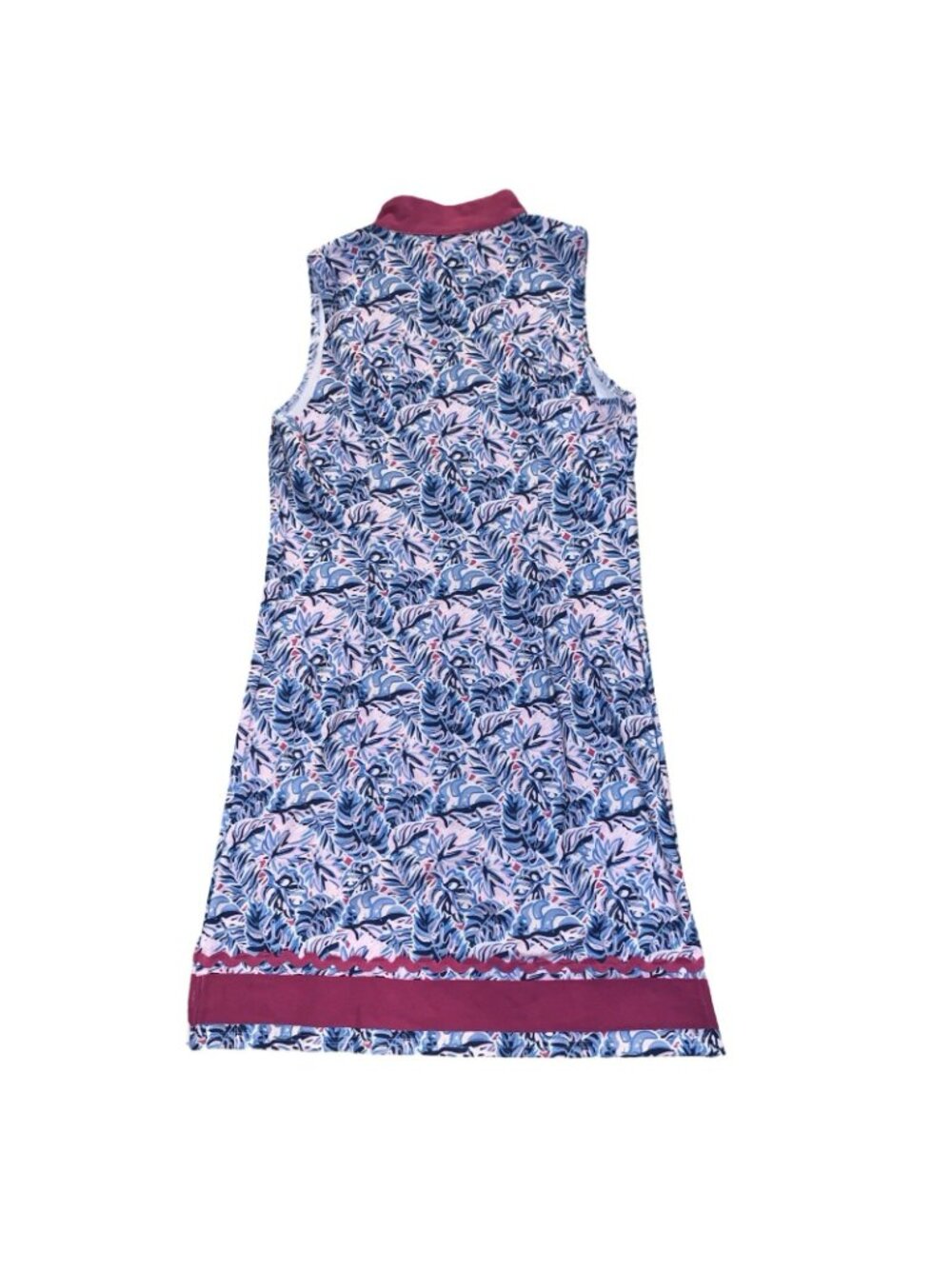 Women Simply Southern V Neck Leaf Print Tunic Dress A Pink Blue Summer Vacation - Picture 3 of 7